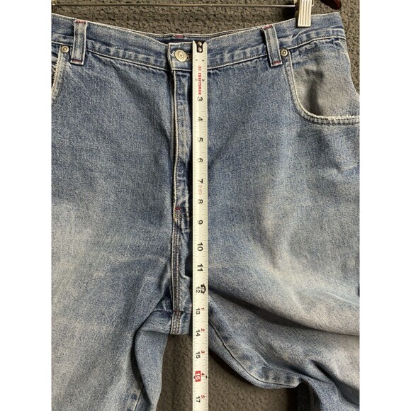 VTG 90s Bugle Boy 77 Baggy Wide Leg Carpenter Jeans 34x32 Blue Fade Y2K - Picture 10 of 16